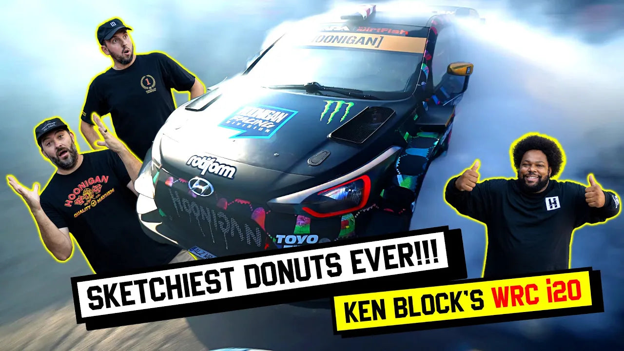 Ken Block SHREDS Hoonigan's Tire Slayer Studios in his Hyundai WRC Rally Car