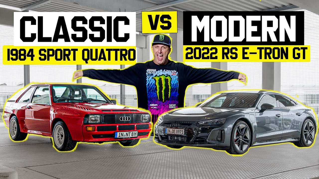 Ken Block Signs w/ Audi: Drives 637hp e-Tron GT  vs. 1984 Sport Quattro SWB!