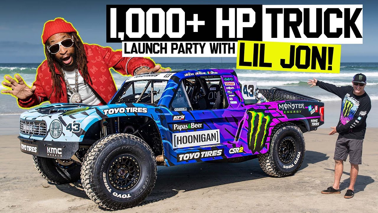 Ken Block Reveals  New 1,100hp Trophy Truck w/ Lil Jon at a Massive Beach Party in Mexico