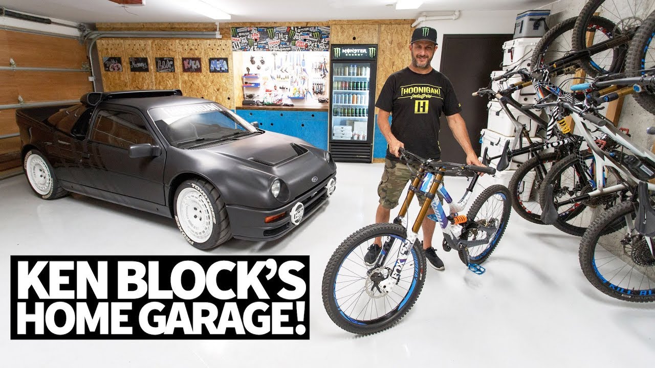 Ken Block's Ultimate Home Garage: Downhill Mountain Bikes, Ford RS200, and More!